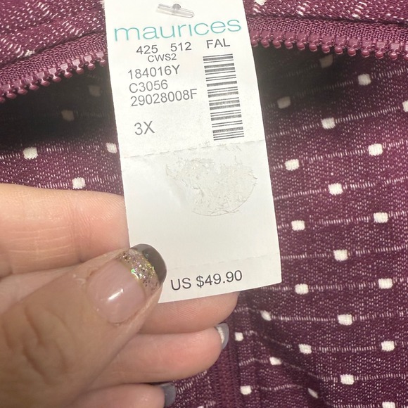 NWT Maurices 3X Purple Polka Dot Striped Sleeve Quarter Zip Pullover Sweatshirt - Picture 4 of 9